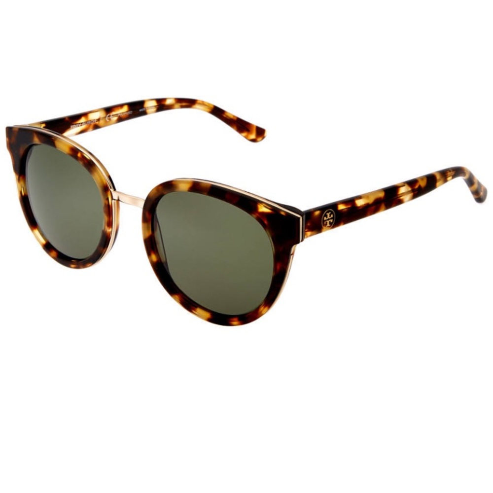 Tory Burch Tortoiseshell Frame Sunglasses with Green Lenses